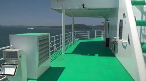 Ferry Boat Deck at Sea. Stock Footage 65299755