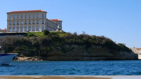 The Ferry-boat in front of Palais du Pharo Stock Footage 87704812