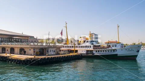 Ferry boat at Kadikoy Ferry Terminal getting ready for sailing Stock Photos