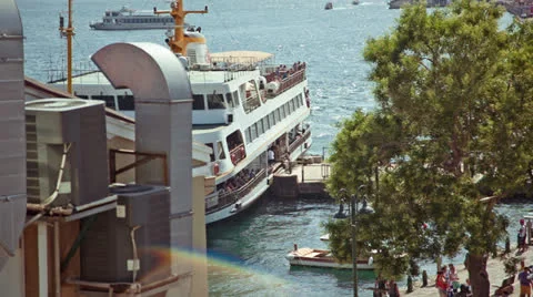 Ferry Boat Leaving Dock Stock Footage 26206583