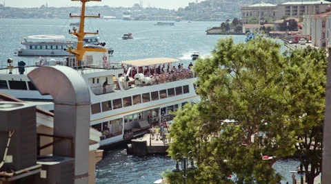 Ferry Boat Leaving Dock Stock Footage 26208700
