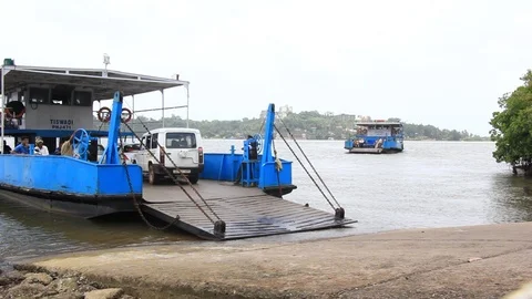 Ferry Boat Leaving Jetty Stock Footage 89678250