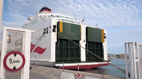 Ferry boat moored at the dock Stock Footage 116617101