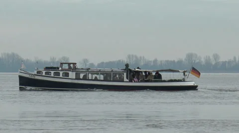 Ferry boat passes on the River Elbe Stock Footage 33763007