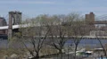 Ferry Boat Passing, Brooklyn Bridge, New York City, Freedom Tower, Skyline HD Footage