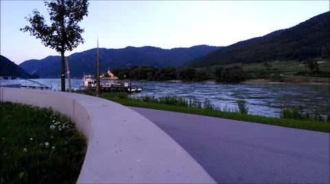 Ferry boat on the river Danube Stock Footage 65403661