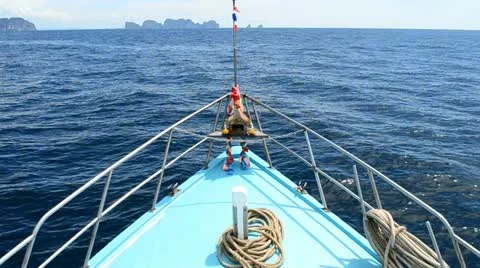 Ferry boat sail to phi phi island of phuket thailand Stock Footage 22366434