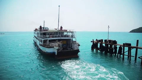 Ferry boat in the sea Stock Footage 75464509