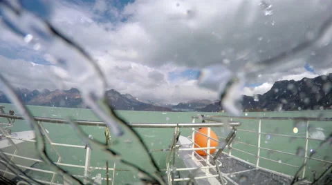 Ferry Boat Storm and Waves 4K Stock Footage 50000367