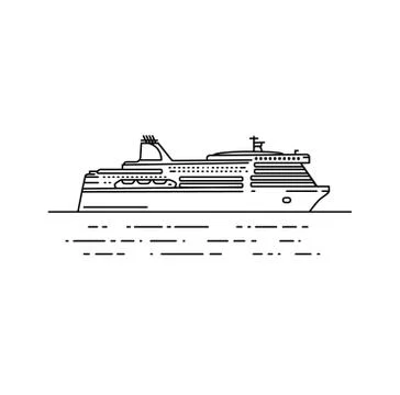 Ferry boat vector illustration in linear stile Stock Illustration