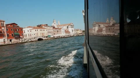 Ferry boat in Venice channels Stock Footage 59651026