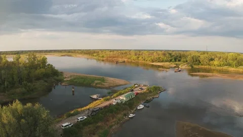 Ferry boat on Vistula river Stock Footage 312630087