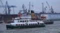 Ferry boats closeup touring in Hamburg harbour HD Footage