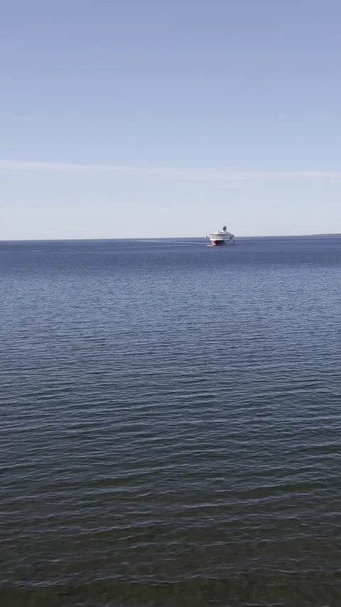 Ferry bow cutting Baltic Sea aerial Видео 332308114