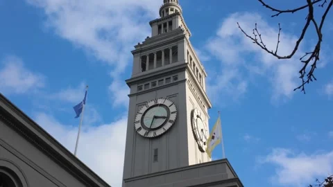 Ferry Building Clock Tower in San Francisco, California Stock Footage 328476251