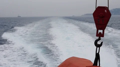 Ferry to Capri - waves - boat details - slowmotion Stock Footage 89566646
