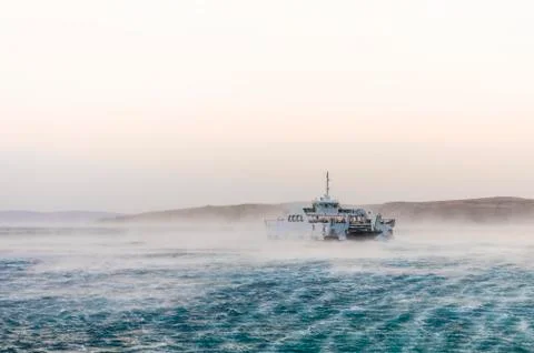 Ferry caught in heavy winds Stock Photos