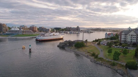 Ferry in City Harbour Stock Footage 113960924