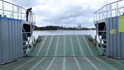 Ferry closing doors Stock Footage 77047109