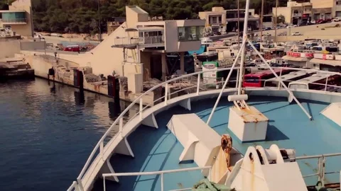 Ferry comes into port Stock Footage 72634390