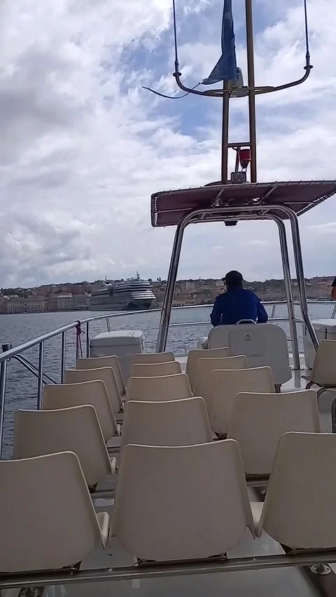On the ferry coming back Trieste Stock Footage 255506664