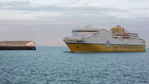 Ferry coming to England Stock Footage 76794736