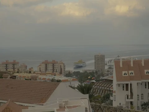 Ferry coming into harbour Stock Footage 74939413