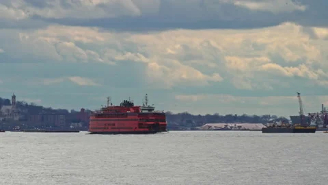The ferry is a convenient way to get to Brooklyn Stock Footage 238874939