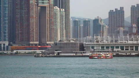 Ferry crosses the bay Stock Footage 67003530