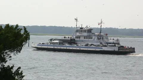 Ferry Crosses Channel Stock Footage 11511229