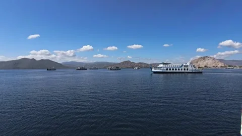 Ferry Crossing in Alas Strait between Lombok and Sumbawa Island Stock Footage 283941575