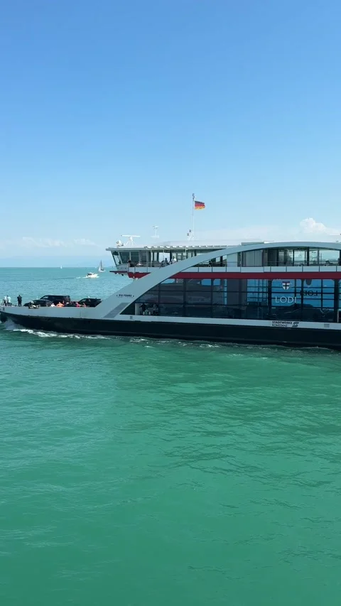 Ferry Crossing Between Konstanz and Meersburg on Lake Constance Stock Footage 337375372