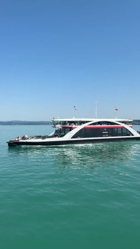 Ferry Crossing Between Konstanz and Meersburg on Lake Constance Stock Footage 337375439