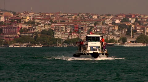 Ferry crossing the Bosphorus Stock Footage 48237460