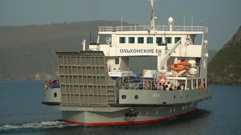 Ferry crossing to Lake Baikal, Siberia Stock Footage 170432053