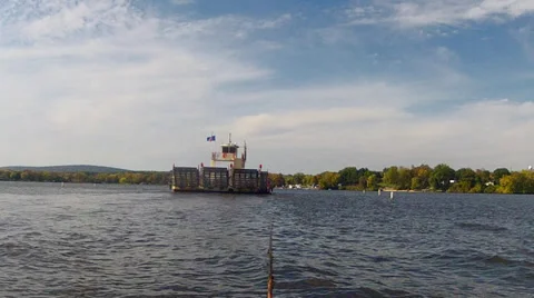 Ferry crossing a river Stock Footage 32153762