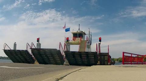 Ferry crossing a river Stock Footage 32153915