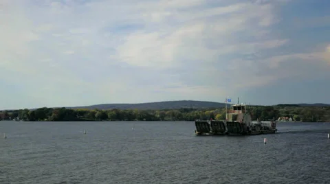 Ferry crossing a river Stock Footage 32154087