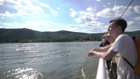 Ferry crossing a river Stock Footage 76052546
