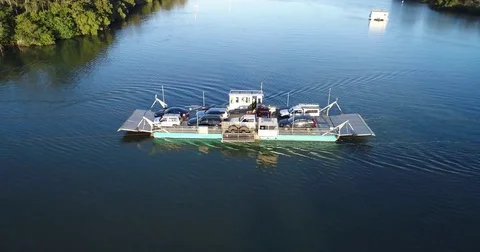 Ferry Crossing River Stock Footage 77054245