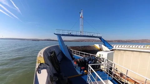 Ferry crossing the river Stock Footage 122580974