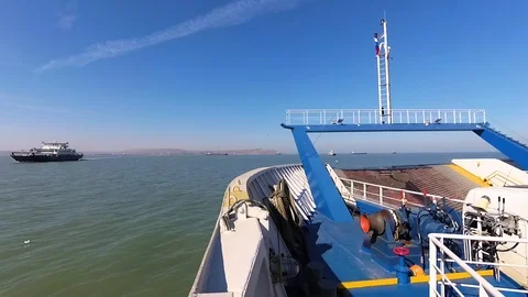 Ferry crossing the river Stock Footage 122580999