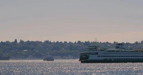 Ferry Crossing Seattle Harbor Vídeos de archivo 96923723