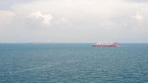 Ferry crossing ship on the sea for inter-island transportation Video stock 302326956