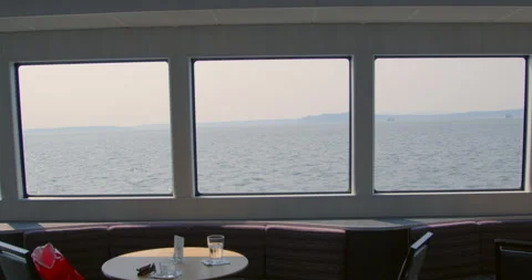 Ferry Cruise Ship in the Bay (Window View) 動画素材 250146491
