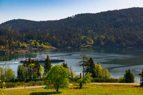 Ferry crusing the water in Salt Spring Island, BC, Canada Stock Photos