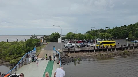 Ferry Deck Arriving at River Heads, Hervey Bay, Queensland, Australia 8K Stock Footage 299092061