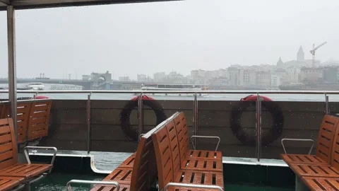 Ferry deck during the rain Stock Footage 298480053