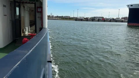 Ferry Deck View Across Klaipeda Harbor Water Stock Footage 336560062
