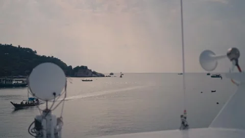 Ferry deck view of tropical Koh Tao island coast in Thailand Stock Footage 340328671